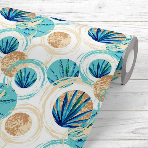 Abstract Circles Palm Leaves Wallpaper Roll